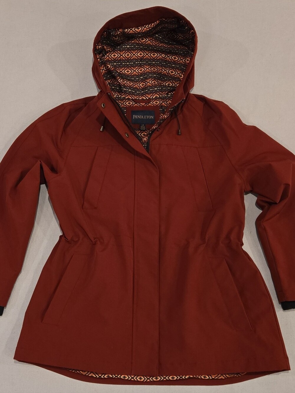 PENDLETON Hooded Southwestern Rain Jacket Waterproof Lined Coat Size Large